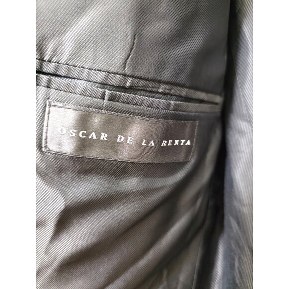 Oscar De La Renta Double-Breasted Pinstripe Suit Jacket Men's Black 41R Classic - Picture 7 of 9